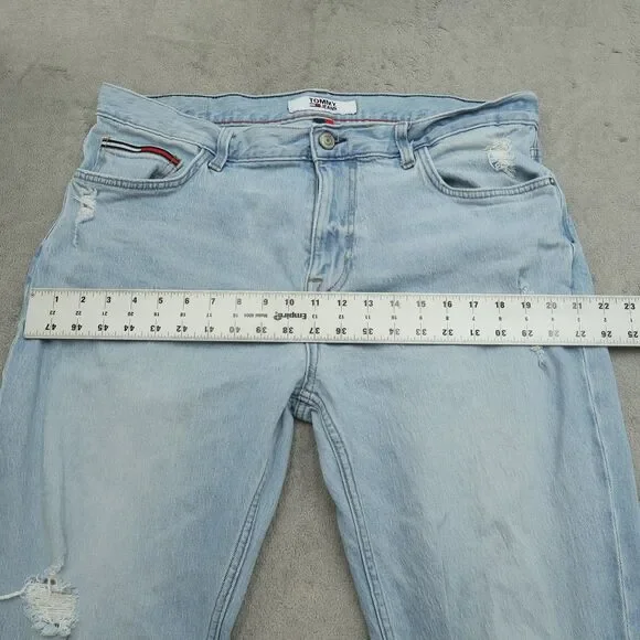 Tommy Jeans Mens Size 36x32 Blue Relaxed Straight Stretch Light Wash Distressed - Picture 16 of 16